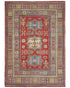 4x6 Red Kuba Afghan Hand Knotted Wool Area Rug